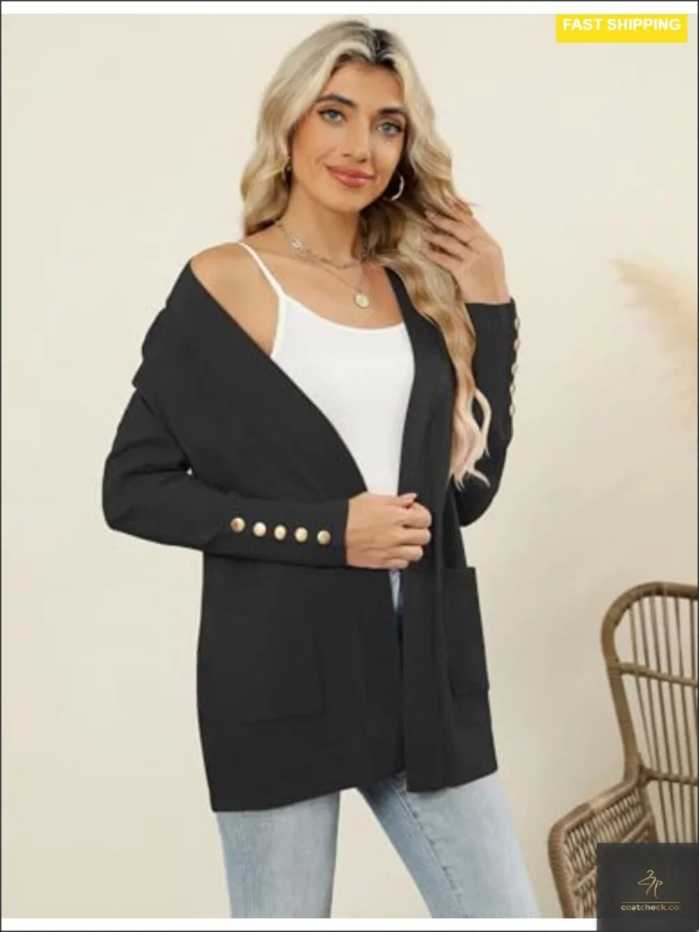 Lightweight Long Sleeve Open Front Knit Cardigan with Pockets